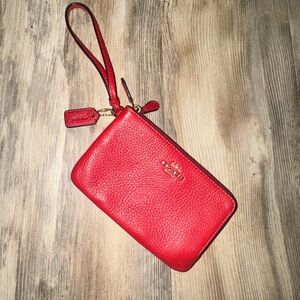 Coach Vibrant Red Leather Wristlet